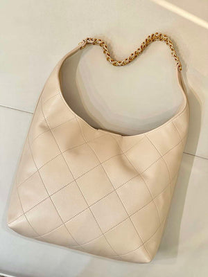 Chanel 25P AS5425 Large Hobo Handbag Shiny Lambskin & Gold-Tone Metal Apricot - Default Title - View 12