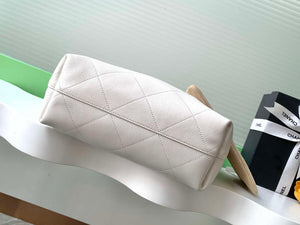Chanel 25P AS5425 Large Hobo Handbag Shiny Lambskin & Gold-Tone Metal White - Default Title - View 4