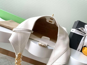 Chanel 25P AS5425 Large Hobo Handbag Shiny Lambskin & Gold-Tone Metal White - Default Title - View 8