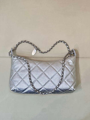 Chanel 25SS AS5528 Hobo Handbag in Lambskin Silver - Default Title - View 4