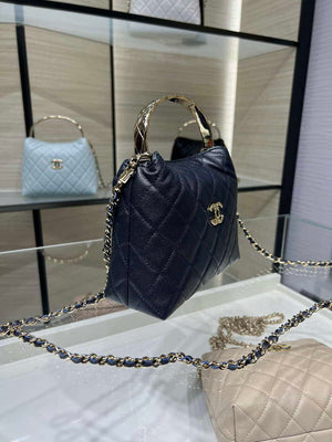 Chanel 25SS Crush With handle box Bag Lambskin AP4591 Navy Blue - Default Title - View 3