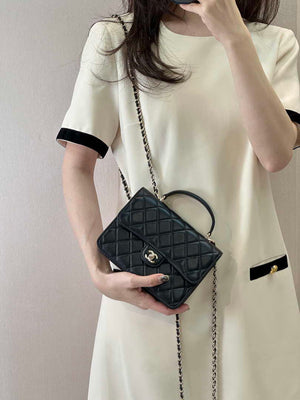 Chanel 25SS Flap Bag Lambskin With Top Handle AS4450 Black - Default Title - View 12