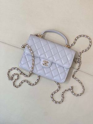 Chanel 25SS Flap Bag Lambskin With Top Handle AS4450 Glacier Gray - Default Title - View 2