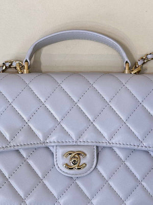 Chanel 25SS Flap Bag Lambskin With Top Handle AS4450 Glacier Gray - Default Title - View 4