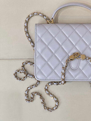 Chanel 25SS Flap Bag Lambskin With Top Handle AS4450 Glacier Gray - Default Title - View 7