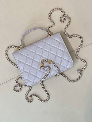 Chanel 25SS Flap Bag Lambskin With Top Handle AS4450 Glacier Gray - Default Title - View 8