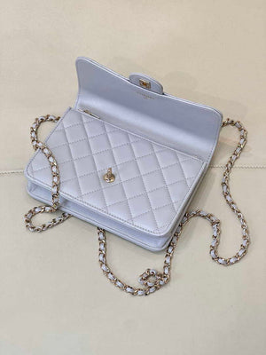 Chanel 25SS Flap Bag Lambskin With Top Handle AS4450 Glacier Gray - Default Title - View 9