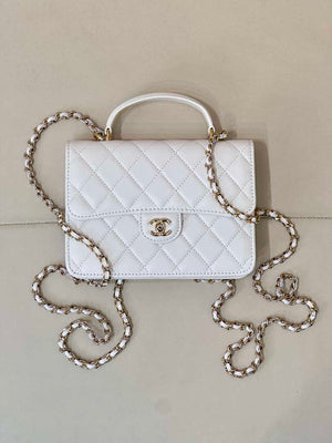 Chanel 25SS Flap Bag Lambskin With Top Handle AS4450 White - Default Title - View 1