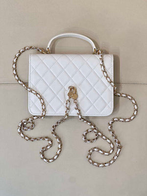 Chanel 25SS Flap Bag Lambskin With Top Handle AS4450 White - Default Title - View 6