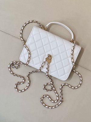 Chanel 25SS Flap Bag Lambskin With Top Handle AS4450 White - Default Title - View 7