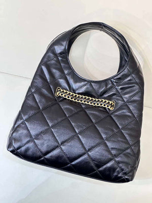 Chanel 25SS Hobo Bag Shiny Lambskin & Gold-Tone Metal AS5411 Black - Default Title - View 16