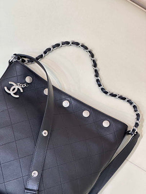 Chanel 25SS Large Bucket Bag Shiny Lambskin & Silver-Tone Metal AS5406 Black - Default Title - View 2