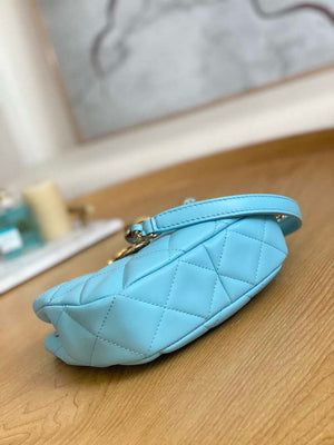 Chanel 3475 Small HOBO Handbag Lambskin & Gold-Tone Metal Ligth Blue - Default Title - View 7