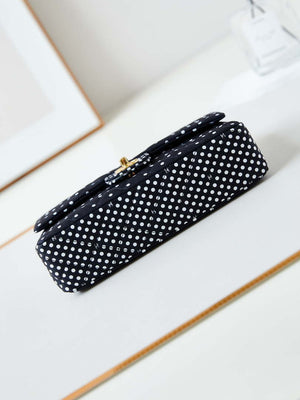 Chanel A01112 Flap Black Fabric Printed with white raindrops - Default Title - View 6