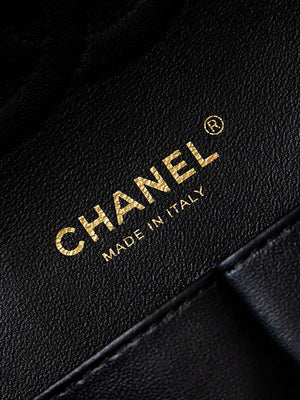 Chanel A01112 Flap Black Lambskin Printed with white CC logo - Default Title - View 8