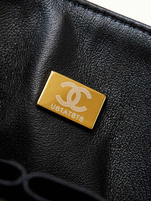 Chanel A01112 Flap Black Lambskin Printed with white CC logo - Default Title - View 9