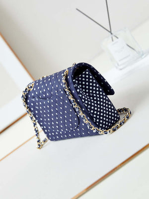 Chanel A01112 Flap Blue Fabric Printed with white raindrops - Default Title - View 4