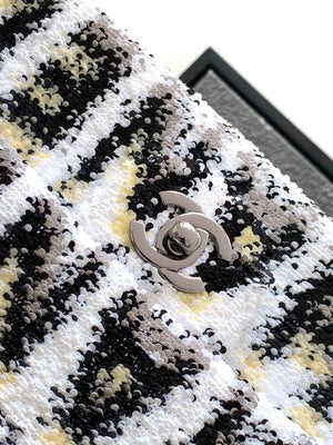 Chanel A01112 Flap Classic 11.12 Handbag 24S letter shape Silver shiny sequin - Default Title - View 5