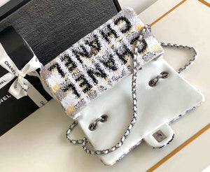 Chanel A01112 Flap Classic 11.12 Handbag 24S letter shape Silver shiny sequin - Default Title - View 6