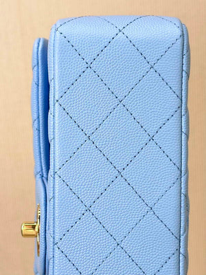 Chanel A01112 Flap Classic 11.12 Handbag Calfskin Gold Light Blue - Default Title - View 9
