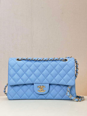 Chanel A01112 Flap Classic 11.12 Handbag Calfskin Gold Light Blue - Default Title - View 10