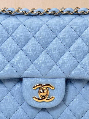 Chanel A01112 Flap Classic 11.12 Handbag Calfskin Gold Light Blue - Default Title - View 11