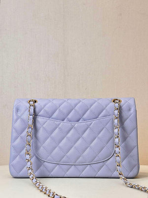 Chanel A01112 Flap Classic 11.12 Handbag Calfskin & Gold-Tone Metal Light Purple - Default Title - View 6