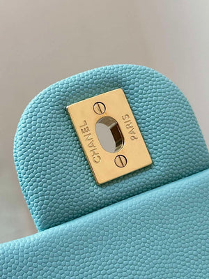 Chanel A01112 Flap Classic 11.12 Handbag Calfskin Gold Sky Blue - Default Title - View 3