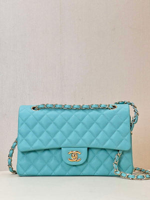 Chanel A01112 Flap Classic 11.12 Handbag Calfskin Gold Sky Blue - Default Title - View 10
