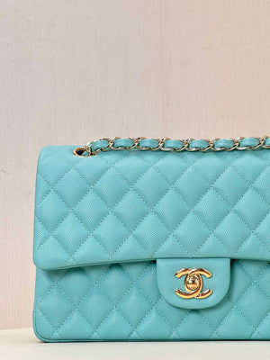 Chanel A01112 Flap Classic 11.12 Handbag Calfskin Gold Sky Blue - Default Title - View 11