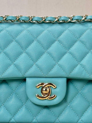 Chanel A01112 Flap Classic 11.12 Handbag Calfskin Gold Sky Blue - Default Title - View 12