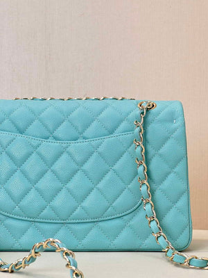 Chanel A01112 Flap Classic 11.12 Handbag Calfskin Gold Sky Blue - Default Title - View 17