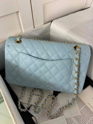 Chanel A01112 Flap Classic 11.12 Handbag Calfskin & Gold-Tone Metal Lake Blue - Default Title - View 2