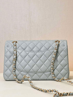 Chanel A01112 Flap Classic 11.12 Handbag Calfskin & Gold-Tone Metal Gray - Default Title - View 7