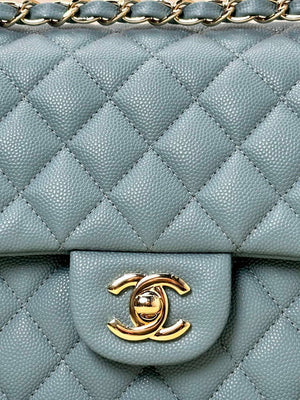 Chanel A01112 Flap Classic 11.12 Handbag Calfskin & Gold-Tone Metal Gray Blue - Default Title - View 3