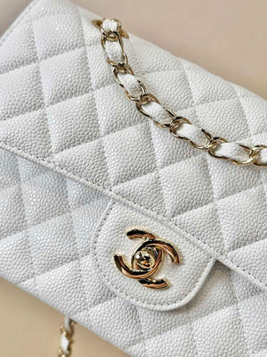Chanel A01112 Flap Classic 11.12 Handbag Calfskin Gold Tone Metal White - Default Title - View 2