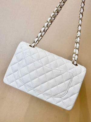 Chanel A01112 Flap Classic 11.12 Handbag Calfskin Gold Tone Metal White - Default Title - View 6