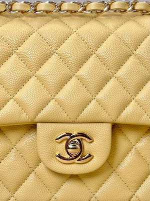 Chanel A01112 Flap Classic 11.12 Handbag Calfskin & Gold-Tone Metal Yellow - Default Title - View 3