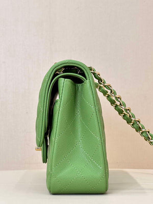 Chanel A01112 Flap Classic 11.12 Handbag Calfskin Green Gold - Default Title - View 15