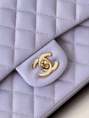 Chanel A01112 Flap Classic 11.12 Handbag Calfskin & Silver-Tone Metal Light Purple - Default Title - View 3