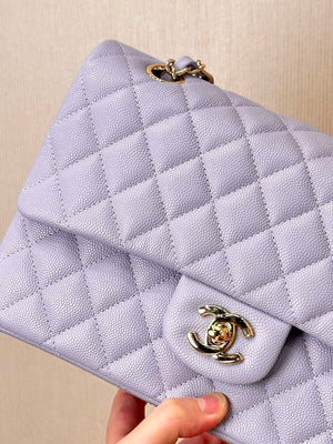 Chanel A01112 Flap Classic 11.12 Handbag Calfskin & Silver-Tone Metal Light Purple - Default Title - View 6