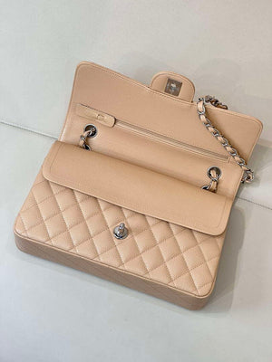 Chanel A01112 Flap Classic 11.12 Handbag Calfskin Sewing Edge Apricot - Gold - View 9