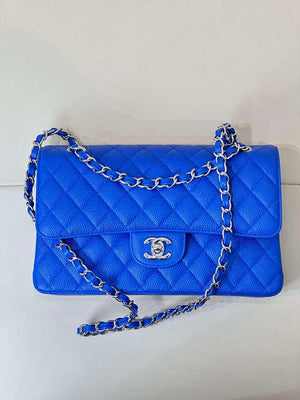 Chanel A01112 Flap Classic 11.12 Handbag Calfskin Sewing Edge Blue - Gold - View 11