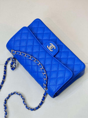 Chanel A01112 Flap Classic 11.12 Handbag Calfskin Sewing Edge Blue - Gold - View 13