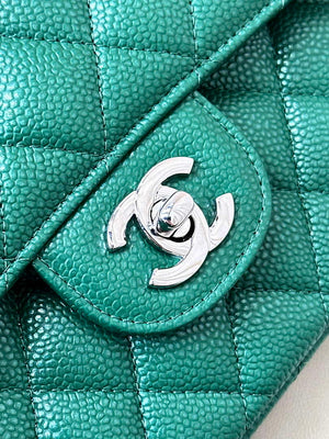 Chanel A01112 Flap Classic 11.12 Handbag Calfskin Sewing Edge Green - Gold - View 5