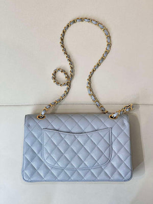 Chanel A01112 Flap Classic 11.12 Handbag Calfskin Sewing Edge Haze Blue - Gold - View 6