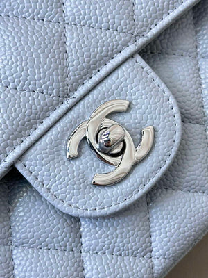 Chanel A01112 Flap Classic 11.12 Handbag Calfskin Sewing Edge Haze Blue - Gold - View 12