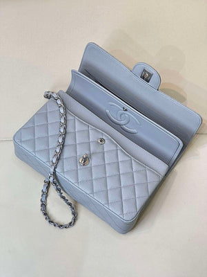 Chanel A01112 Flap Classic 11.12 Handbag Calfskin Sewing Edge Haze Blue - Gold - View 18