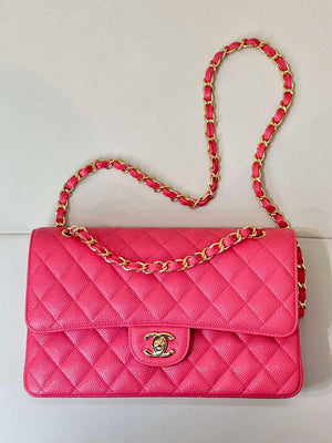 Chanel A01112 Flap Classic 11.12 Handbag Calfskin Sewing Edge Pink - Gold - View 3