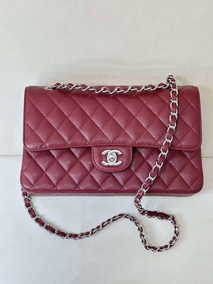 Chanel A01112 Flap Classic 11.12 Handbag Calfskin Sewing Edge Wine Red - Gold - View 10
